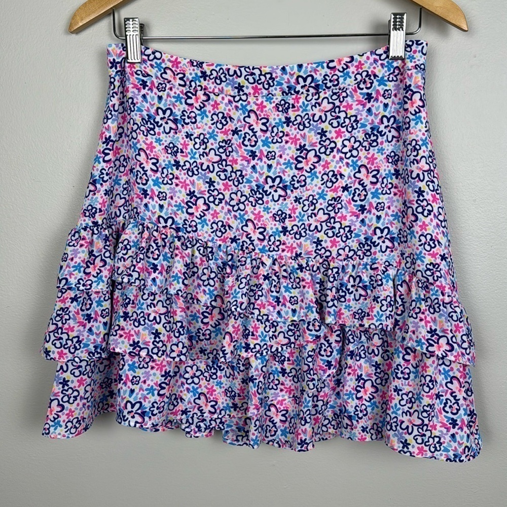Lilly Pulitzer Tilly Skirt. Tiered Ruffled. Fin Sun Repeat Ditsy. Size 6.